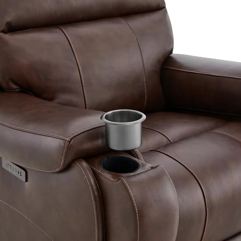 Alaric Brown Genuine Leather Zero Gravity Power Recliner with Metal Frame, Adjus