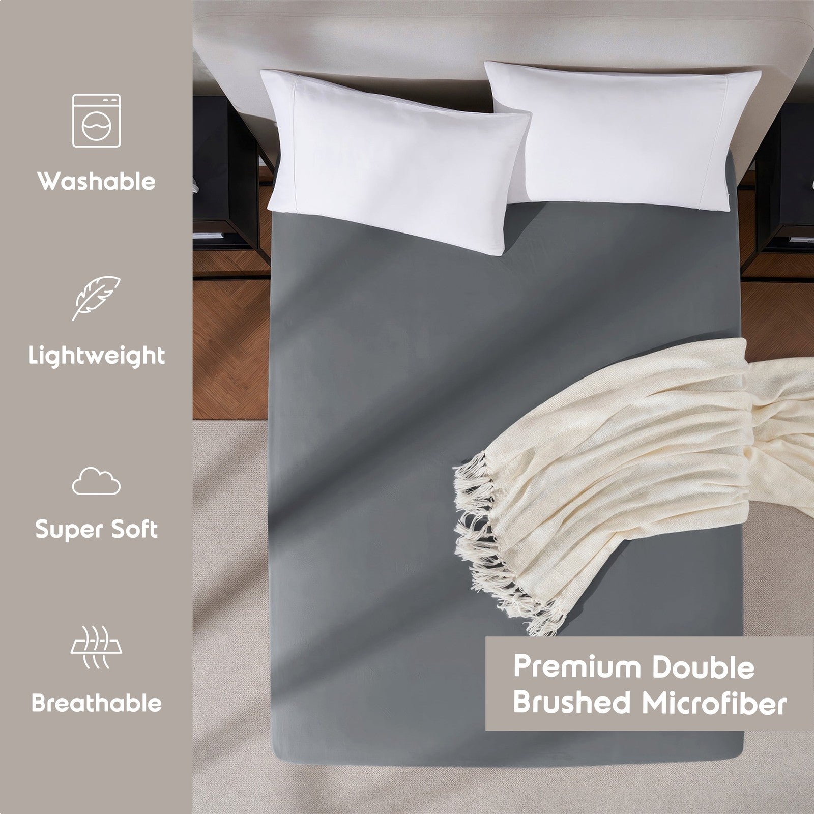Bed Sheet Sets, 1800 Series Deep Pocket Bedding, Luxury Soft Microfiber, Gray Tw