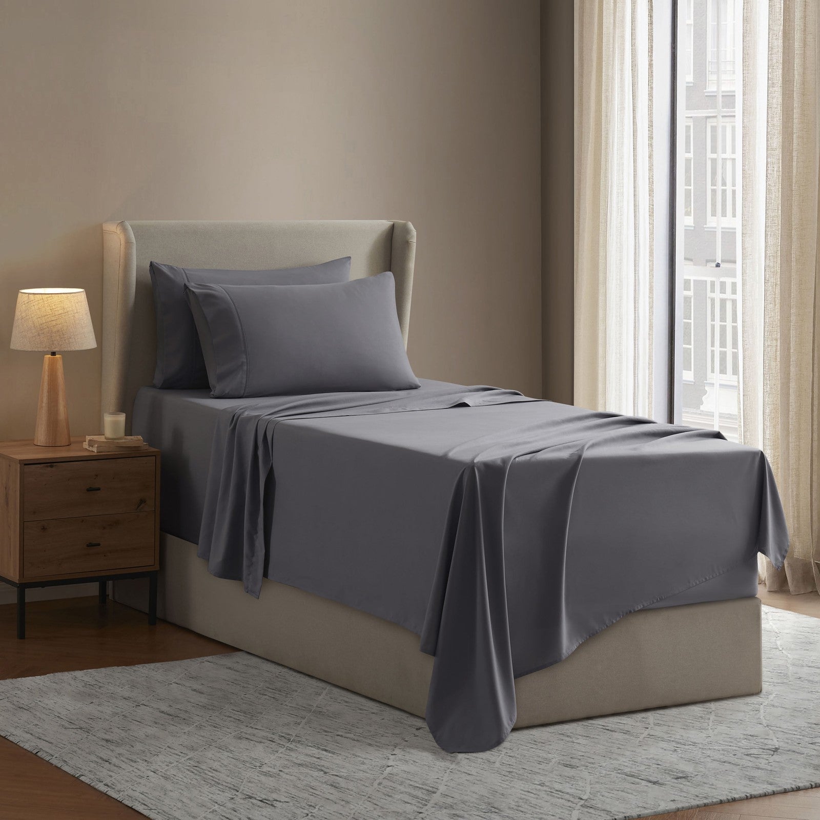 Bed Sheet Sets, 1800 Series Deep Pocket Bedding, Luxury Soft Microfiber, Gray Tw