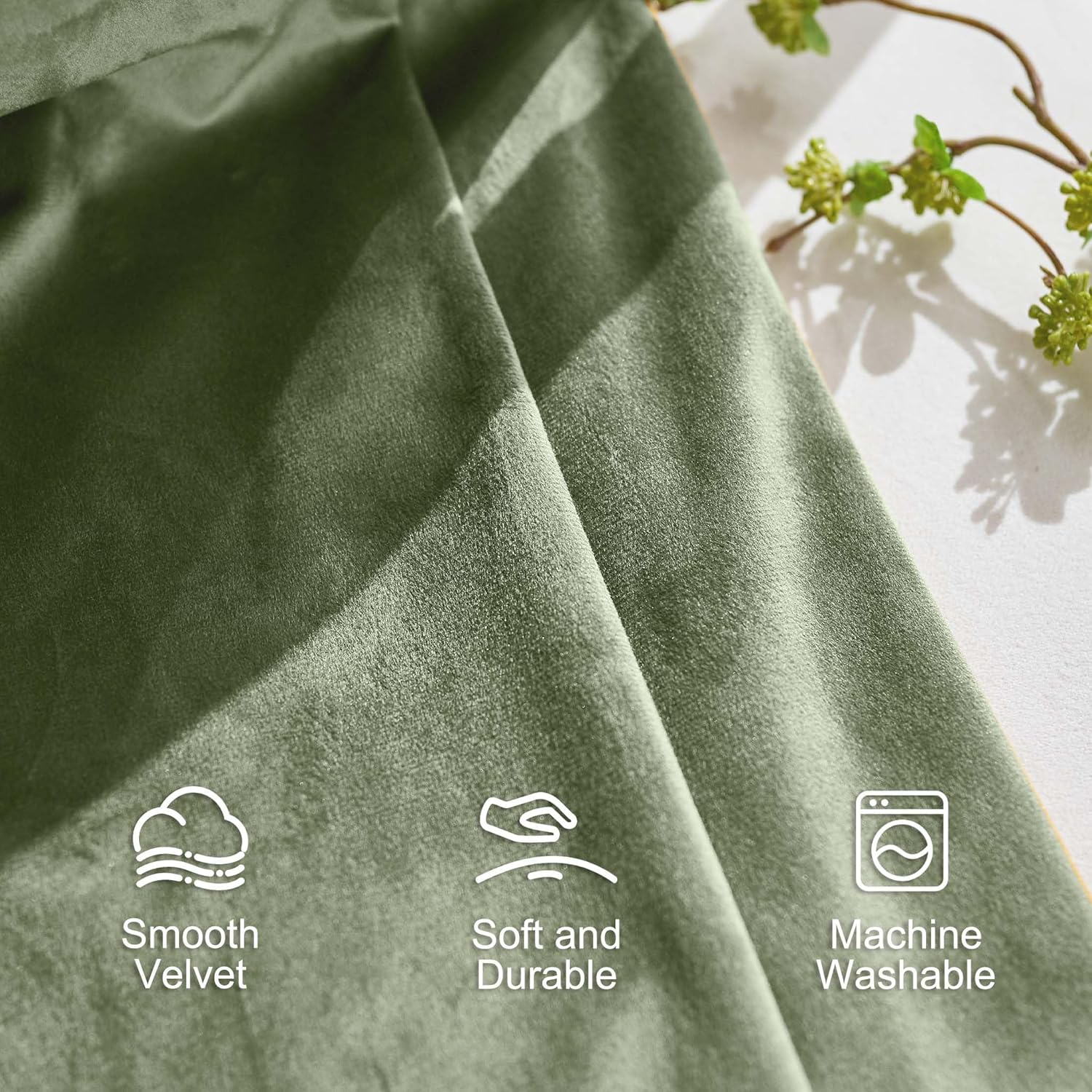 Blackout Velvet Curtains Green 84 Inch Thermal Insulated Drapes for Dinning Room