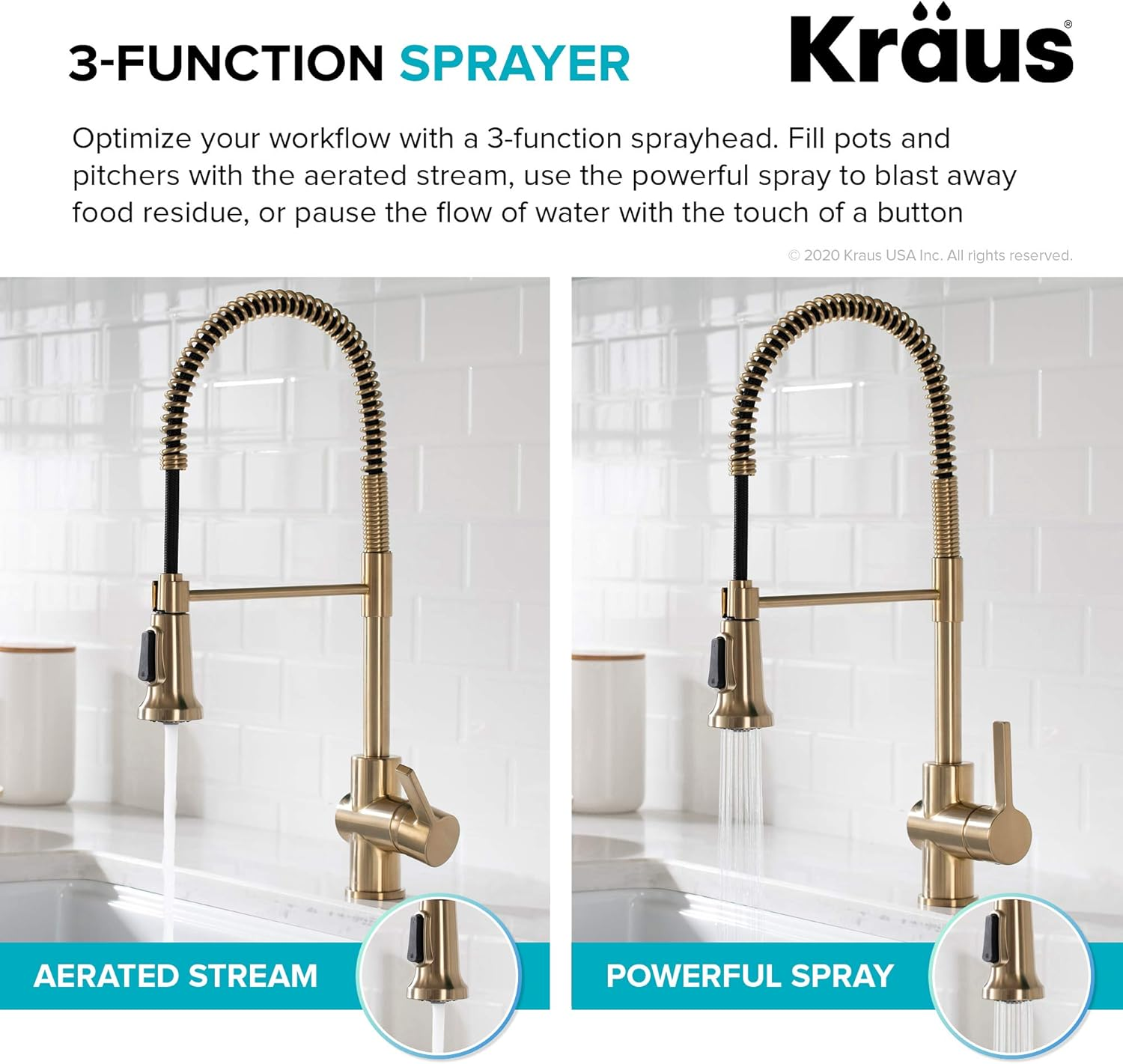 Britt Commercial Style Kitchen Faucet in Spot Free Antique Champagne Bronze, KPF