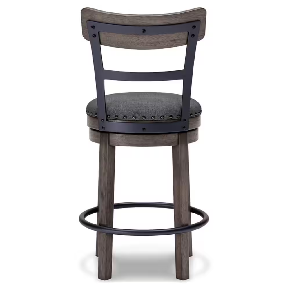 Caitbrook 24 In. Gray Low Back Wood Bar Stool Upholstered Stool with Polyester S