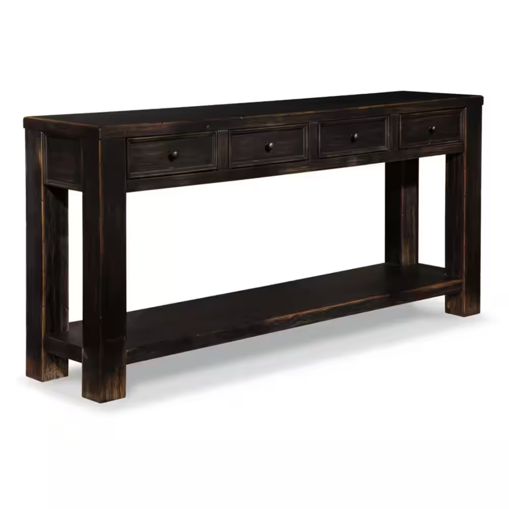 Gavelston 64 In. Black Rectangle MDF Console Table with Drawer