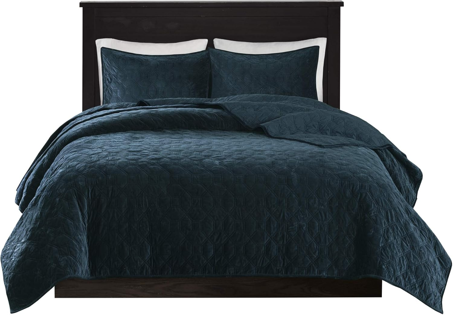Harper Quilt Set Velvet Casual Geometric Stitching Design All Season, Lightweigh
