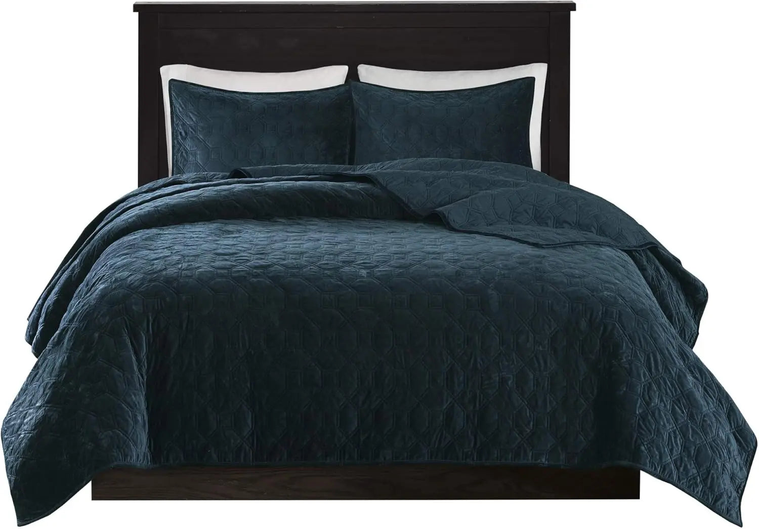 Harper Quilt Set Velvet Casual Geometric Stitching Design All Season, Lightweigh