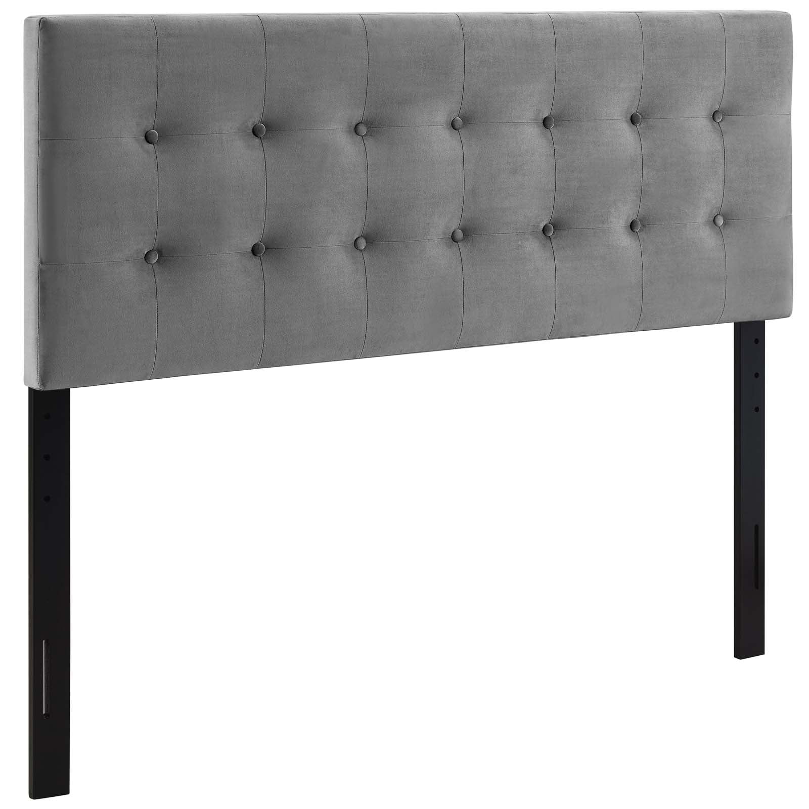 Lily Biscuit Tufted Twin Performance Velvet Headboard in Gray