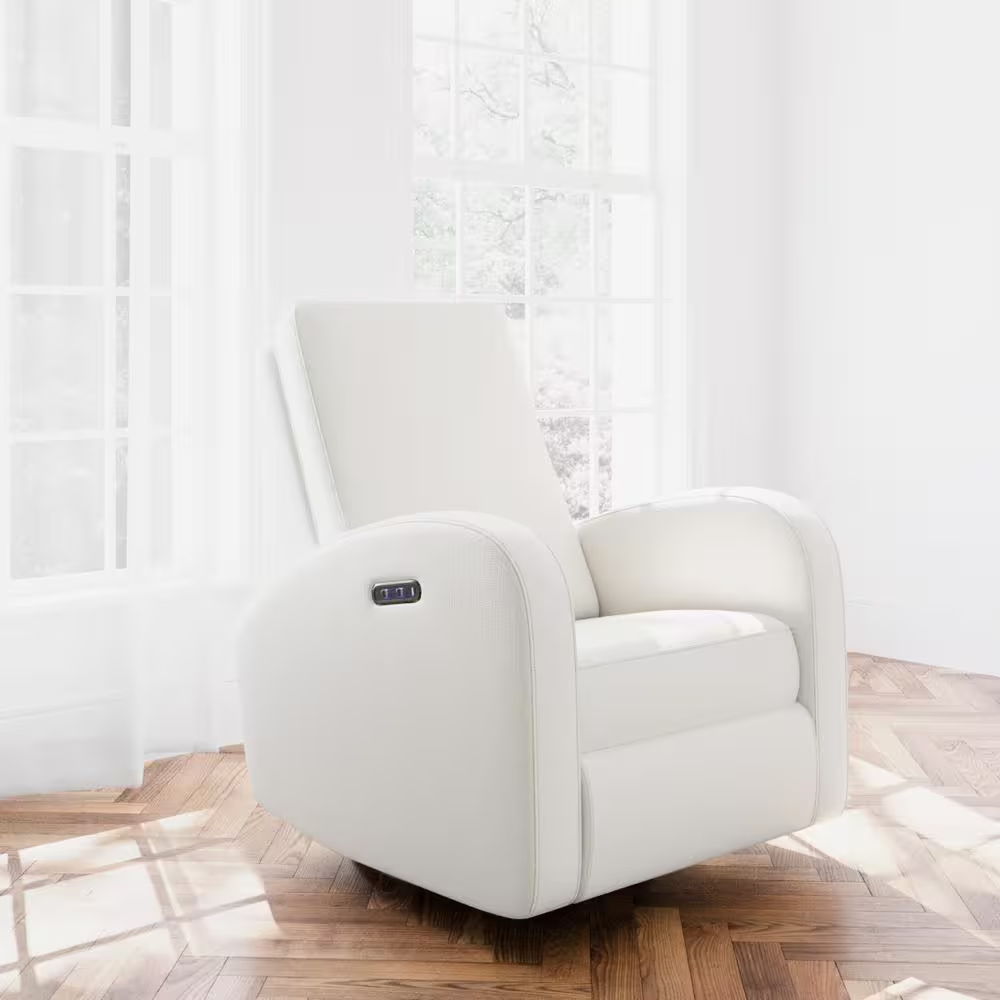 Santa Monica Ivory Basketweave Power Recliner