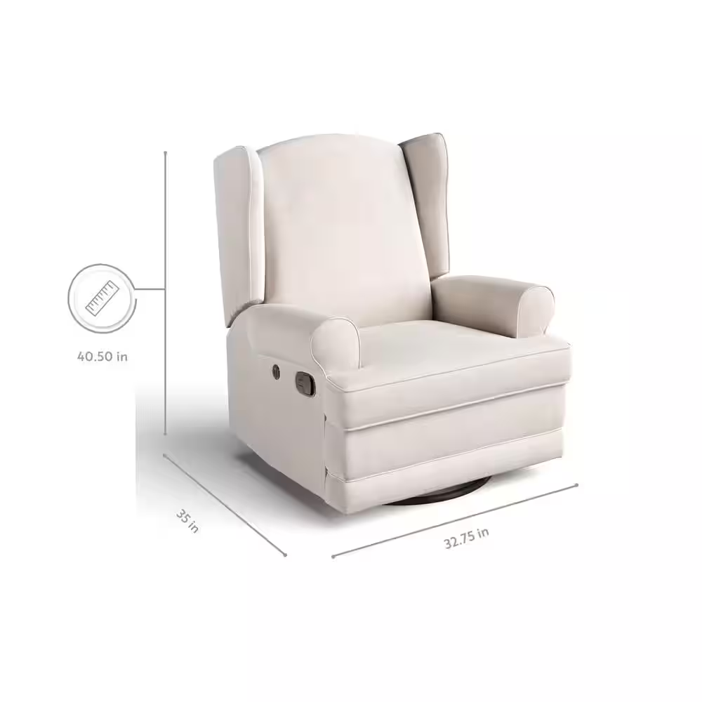 Serenity Ivory Polyester Swivel Glider Recliner with Rocking