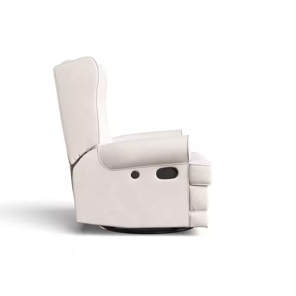 Serenity Ivory Polyester Swivel Glider Recliner with Rocking