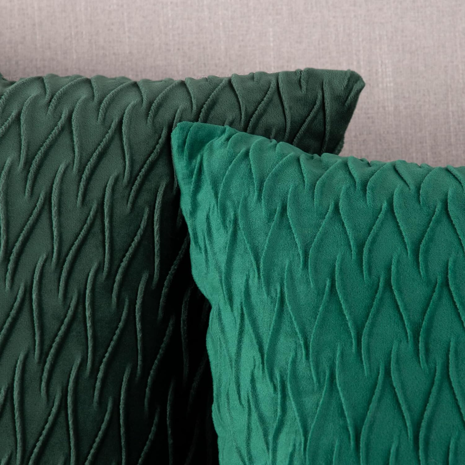 Set of 2 Super Soft Velvet Decorative Throw Pillow Covers 24X24 Inch Green Squar