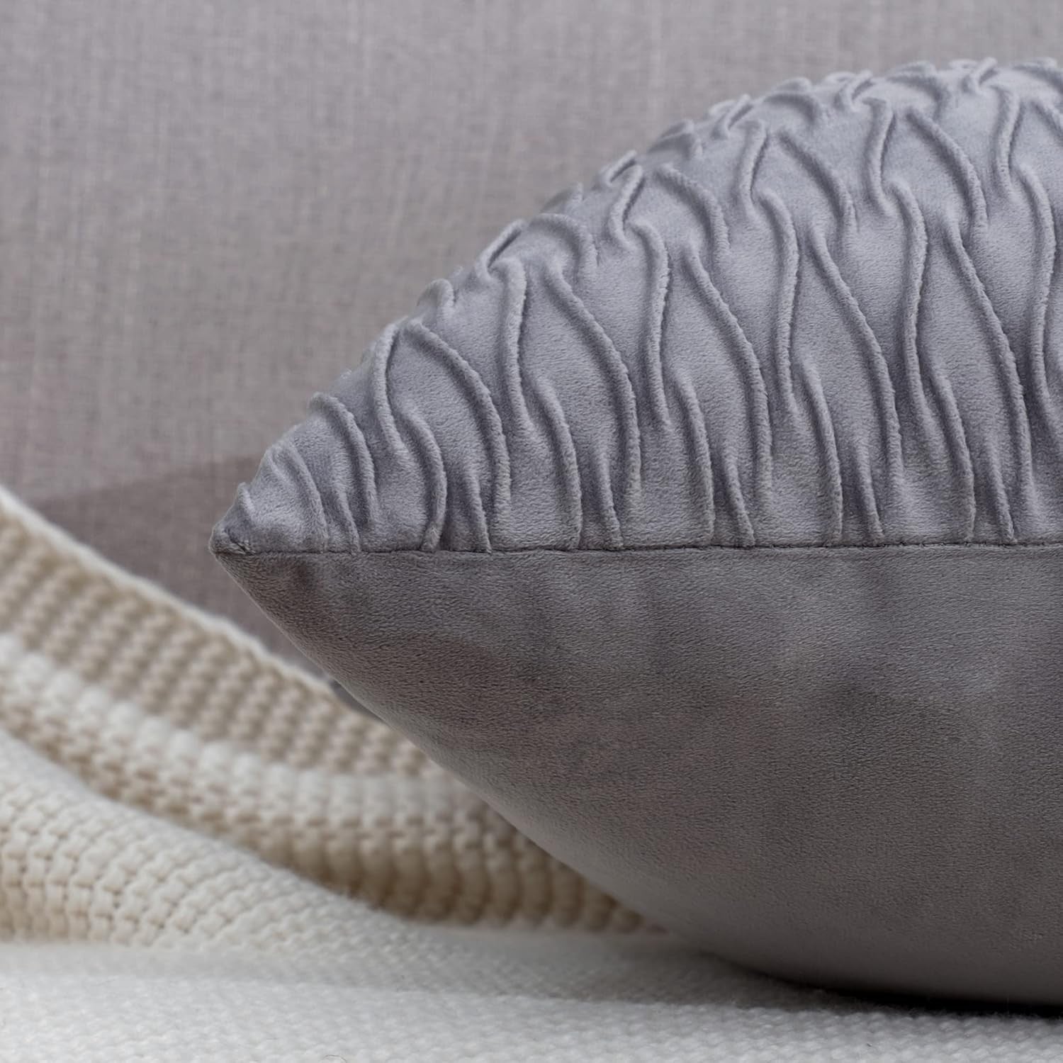 Set of 2 Super Soft Velvet Decorative Throw Pillow Covers 24X24 Inch Grey Square
