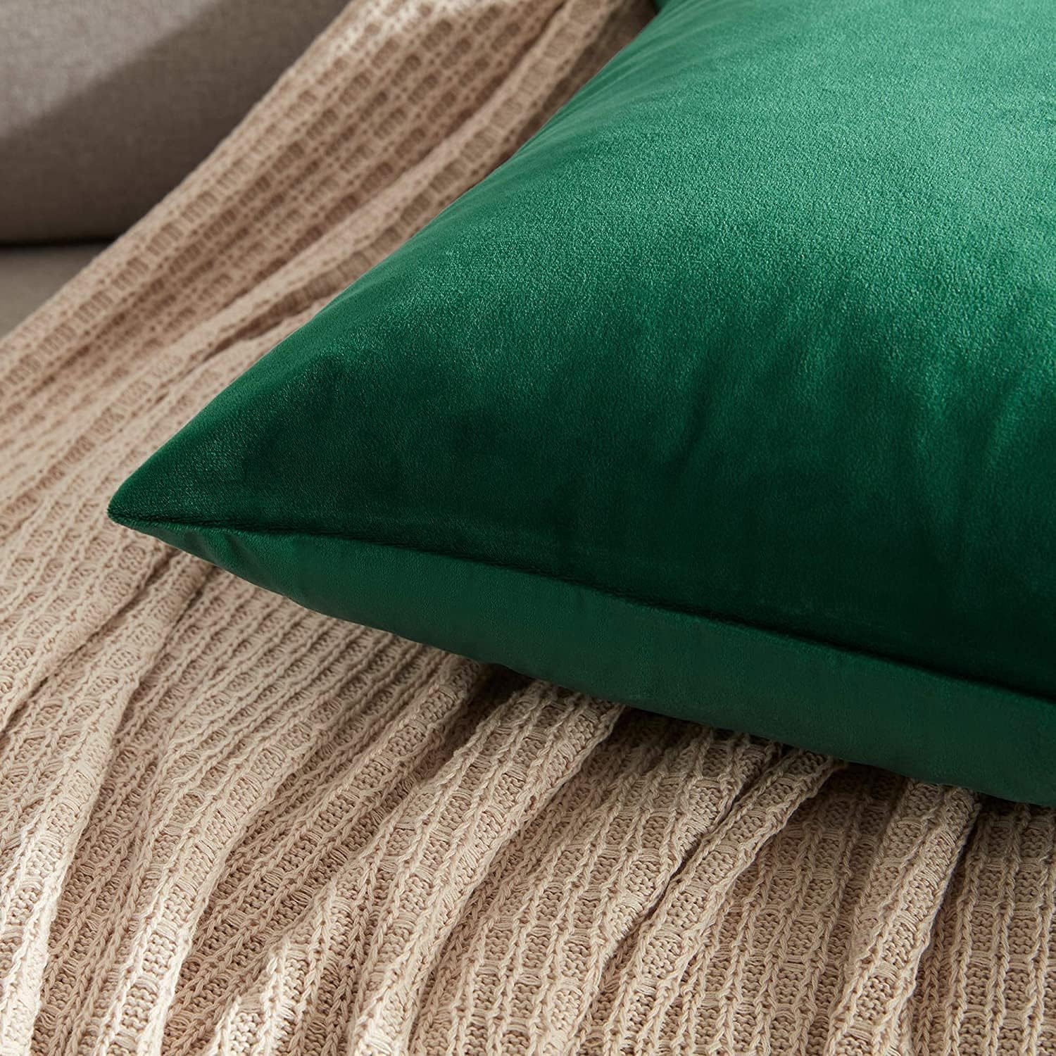 Soft Velvet Throw Pillow Covers 18 X 18, Pack of 2 Decorative Solid Square Cushi