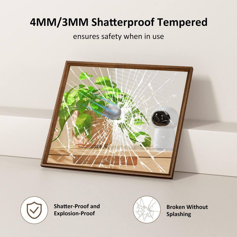 Walnut 22 In. W X 30 In. H Rectangle Farmhouse Wall Mounted Framed Mirror, Anti-