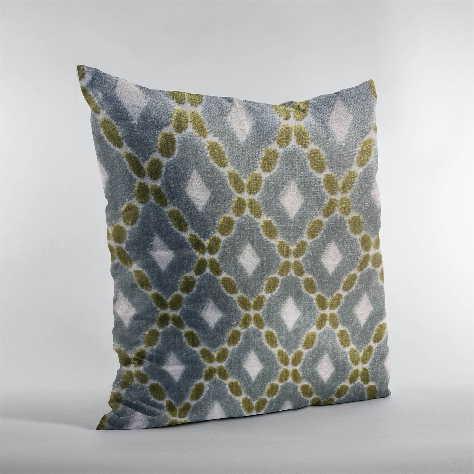 Handmade Luxury Pillow in Plutus Velvet: Majestic Blue, Citrine, Cream