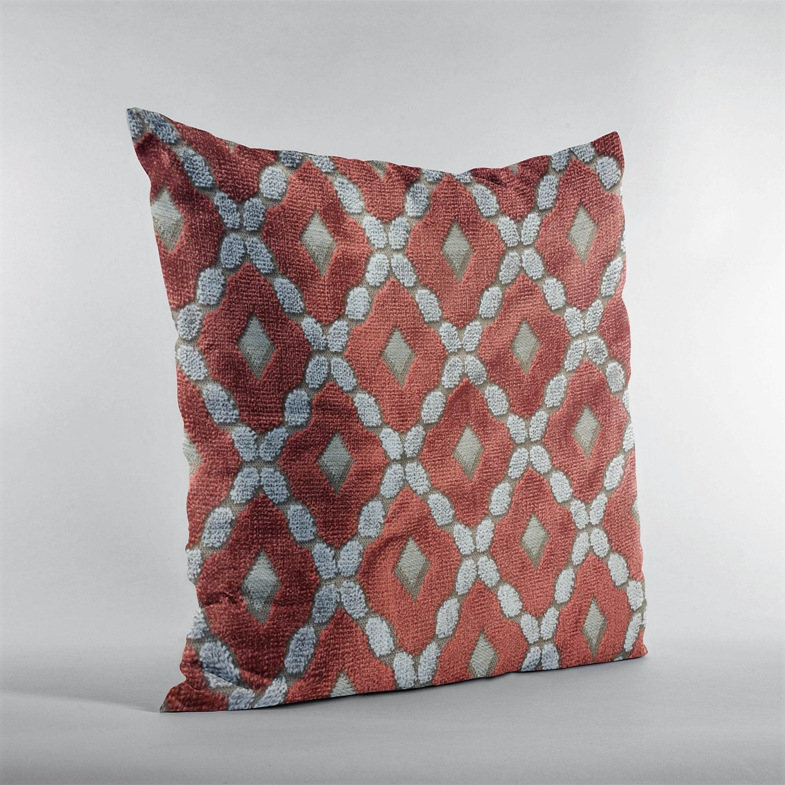 Majestic Red and Gray Handmade Velvet Pillow by Plutus Luxury