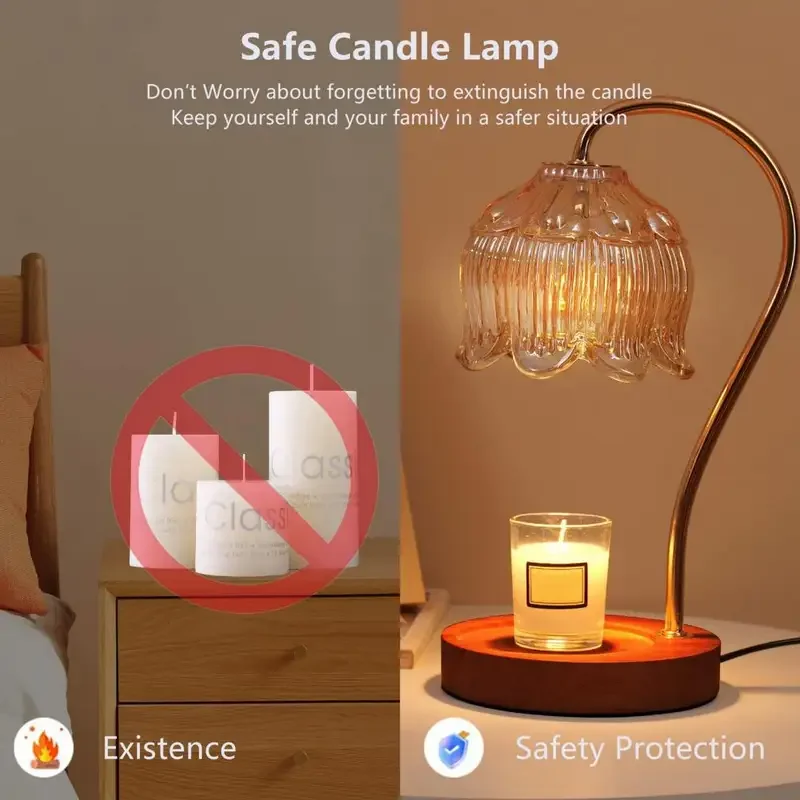 Dimmable Candle Warmer Lamp with Timer and High-Quality Glass Shade