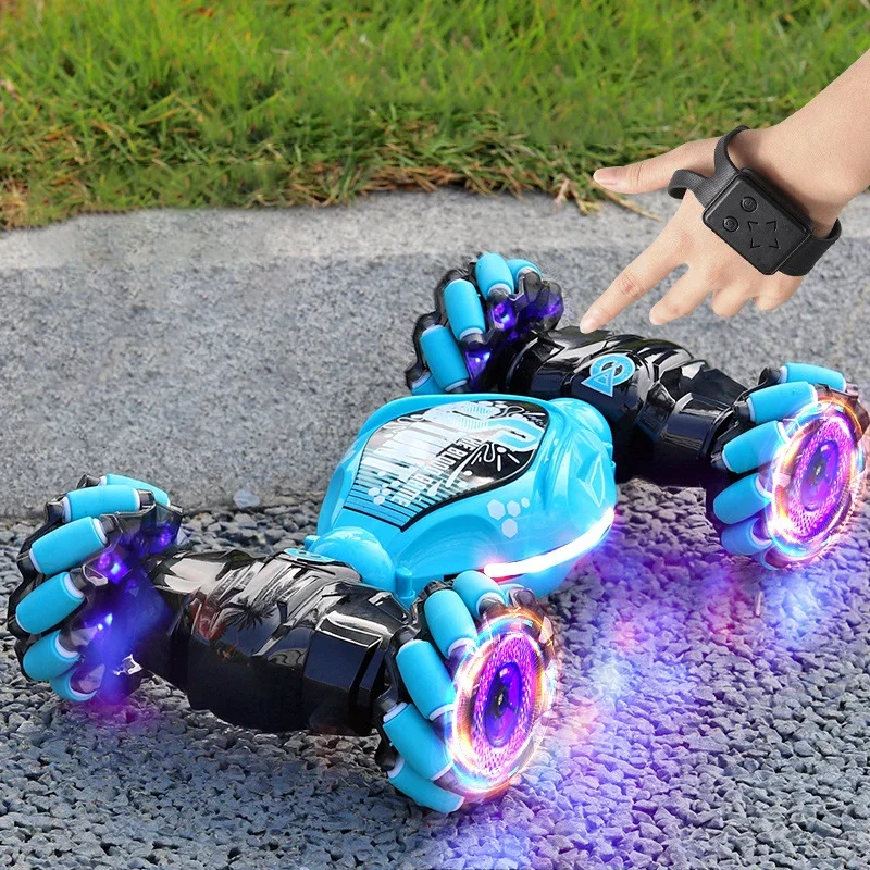 4WD RC Drift Car with LED Lights and Gesture Control - 360° Stunt Car