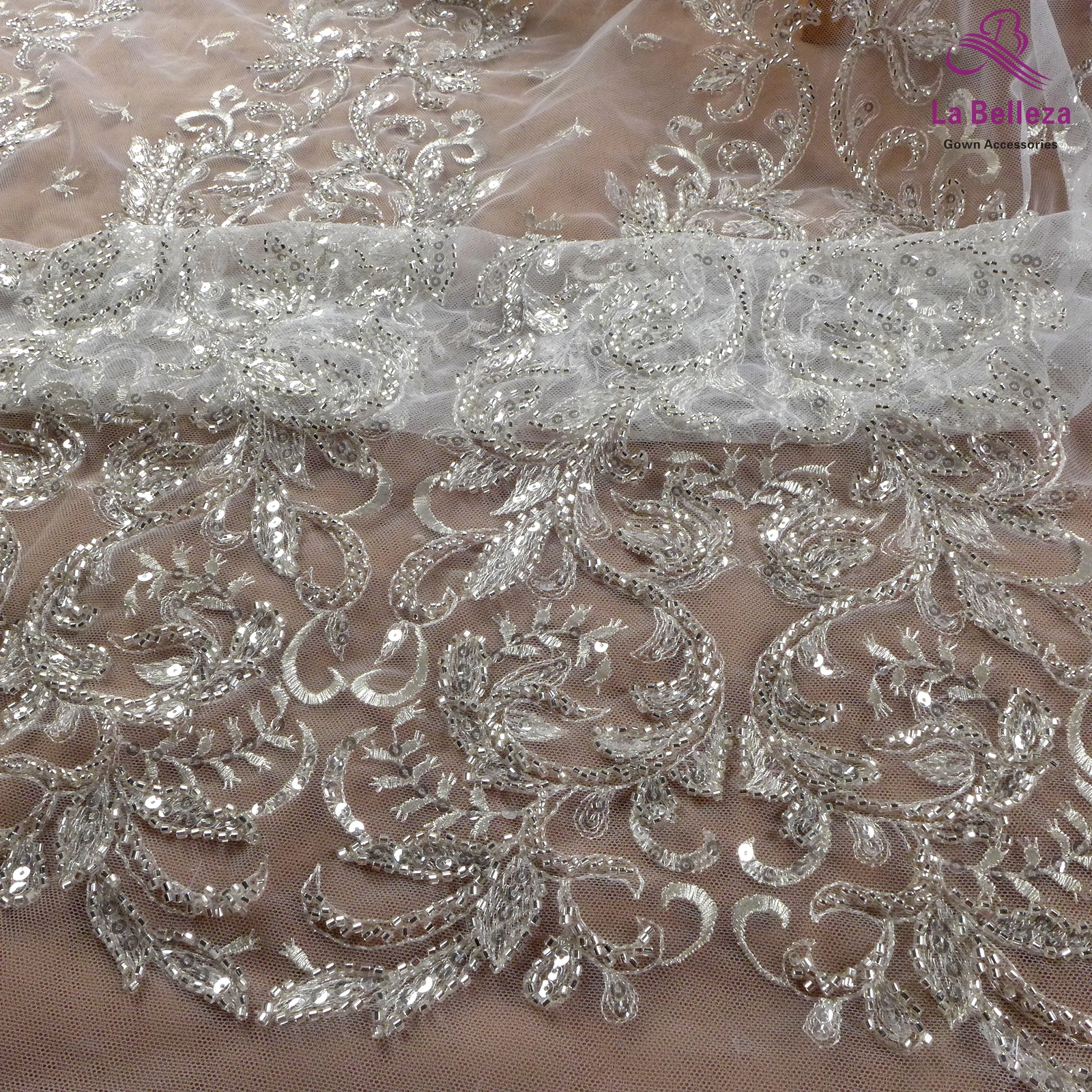 2021 Bridal Lace Fabric with Heavy Beading, 51&