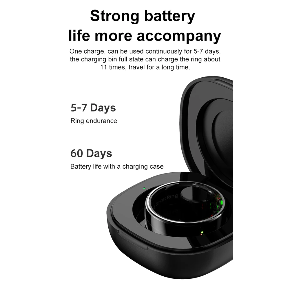 Smart Ring R08 Womens Men Electronic Smartring 5ATM Waterproof Blood Oxygen Pres