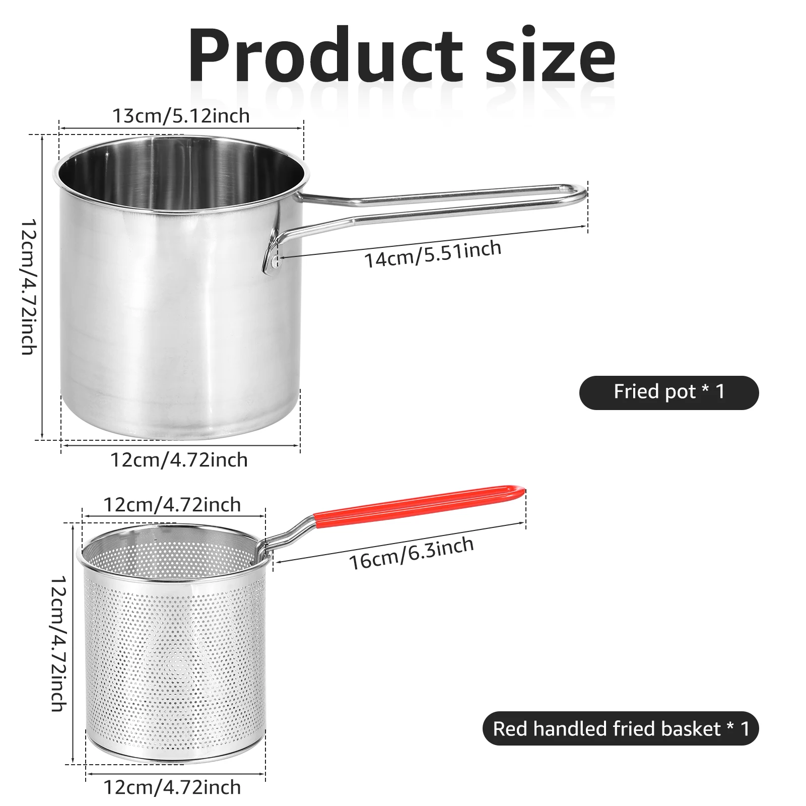 Stainless Steel Deep Fryer Pot with Strainer Basket and Thermometer