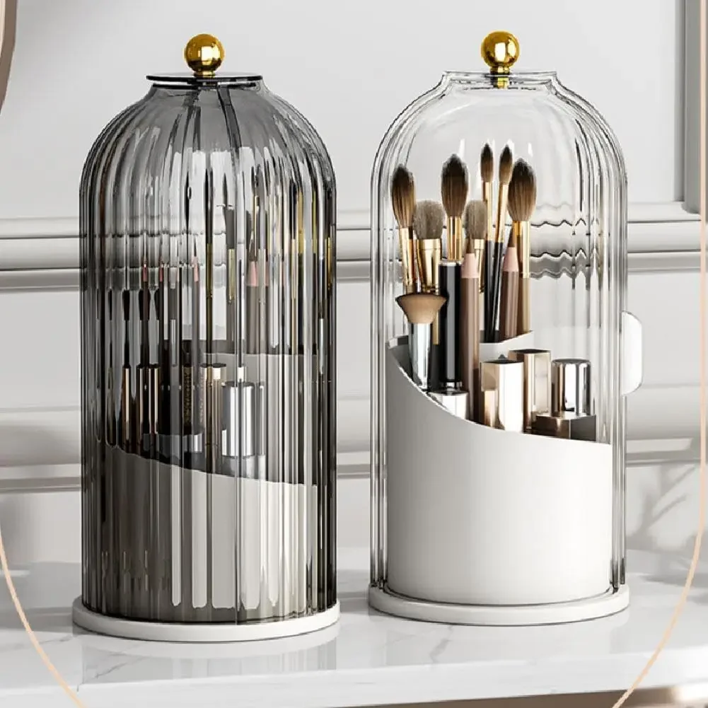 360° Rotating Concealed Toothbrush and Makeup Brush Holder with Sliding Lid