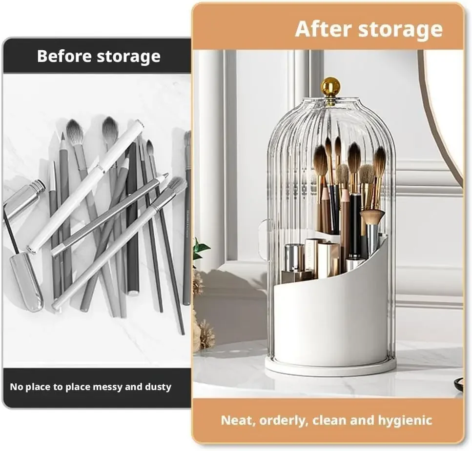 360° Rotating Concealed Toothbrush and Makeup Brush Holder with Sliding Lid