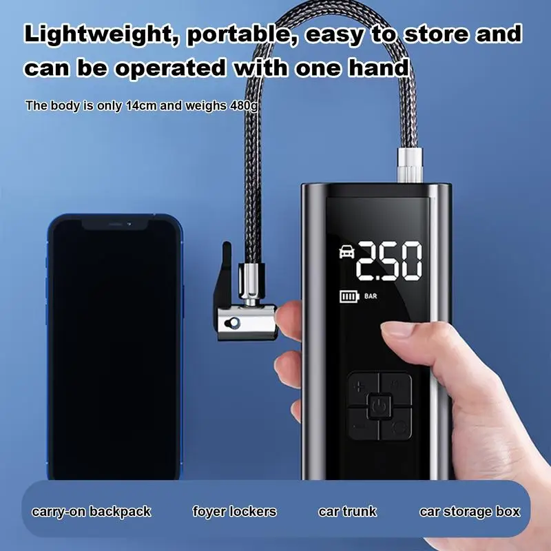 Electric Air Compressor Portable Tire Inflator Digital Automobiles Tire Pump LED