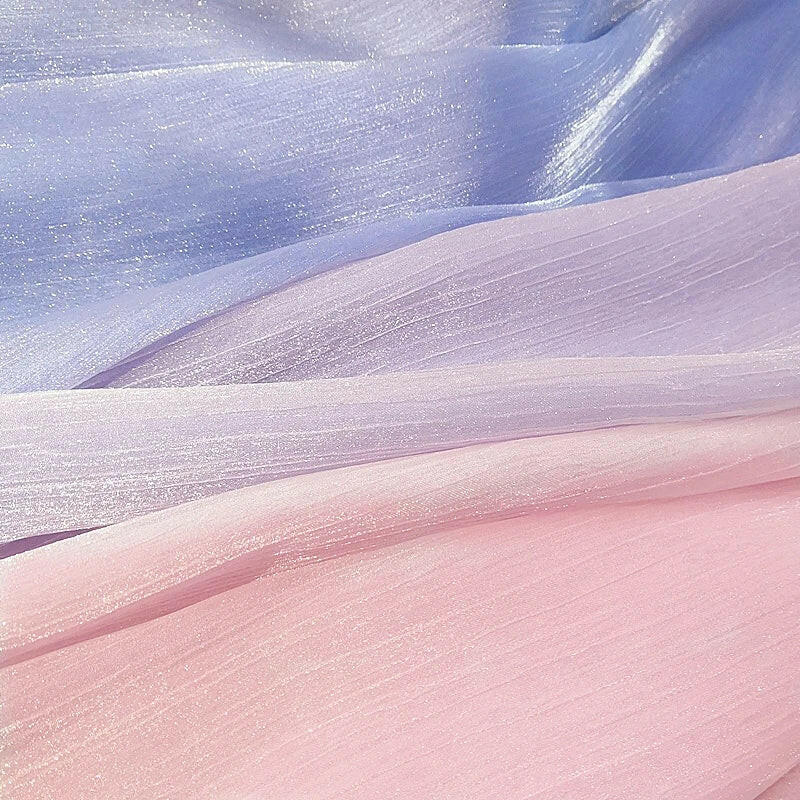 Transparent Glossy Silky Organza Fabric, See through Shimmer Sheer Fabric, Shiny Crepe Fabric by the Meter