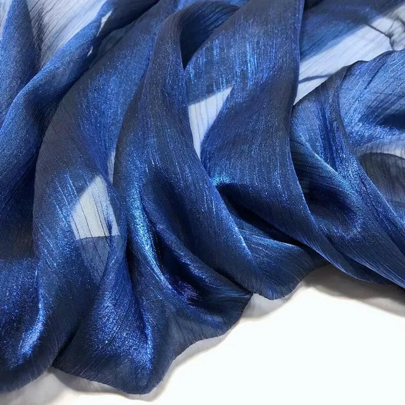 Transparent Glossy Silky Organza Fabric, See through Shimmer Sheer Fabric, Shiny Crepe Fabric by the Meter