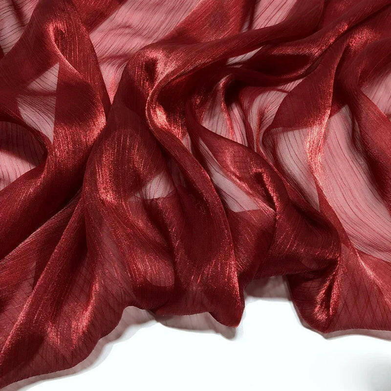 Transparent Glossy Silky Organza Fabric, See through Shimmer Sheer Fabric, Shiny Crepe Fabric by the Meter