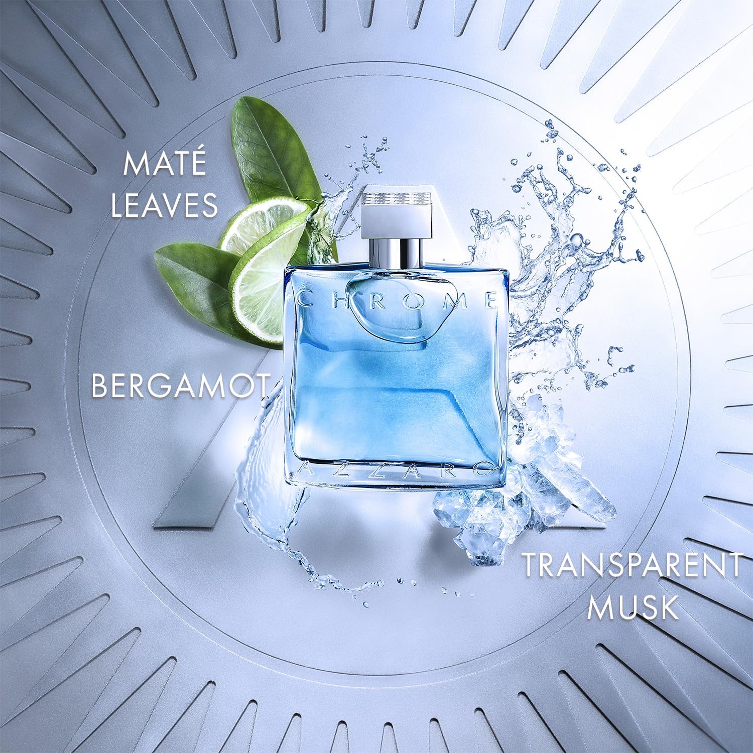Azzaro Chrome Eau De Toilette - Fresh Aquatic Mens Cologne - Citrus, Woody, Musky Fragrance -Fresh tes of Bergamot - Everyday Wear - Classic Summer Beach Scent - Luxury Perfumes for Men