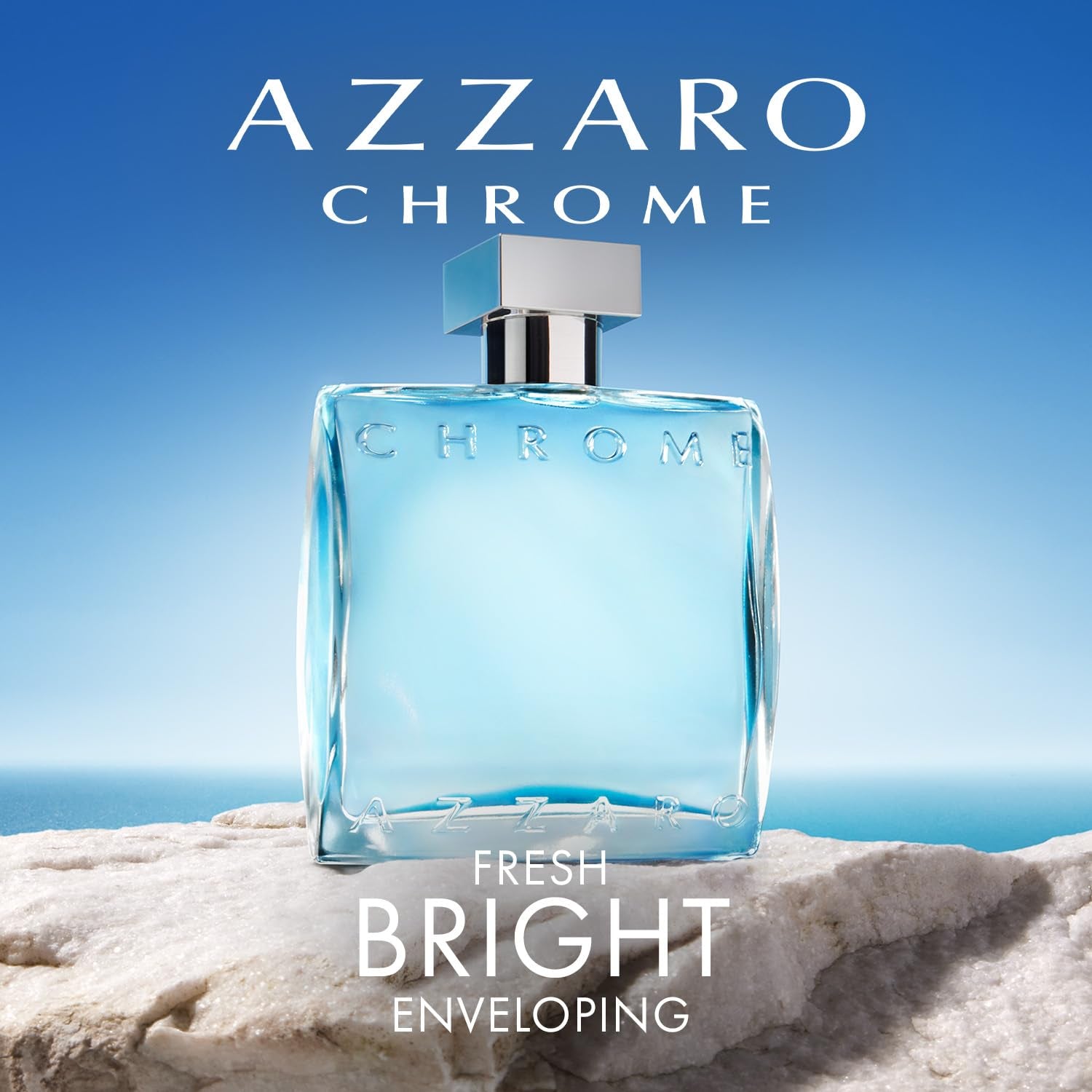 Azzaro Chrome Eau De Toilette - Fresh Aquatic Mens Cologne - Citrus, Woody, Musky Fragrance -Fresh tes of Bergamot - Everyday Wear - Classic Summer Beach Scent - Luxury Perfumes for Men