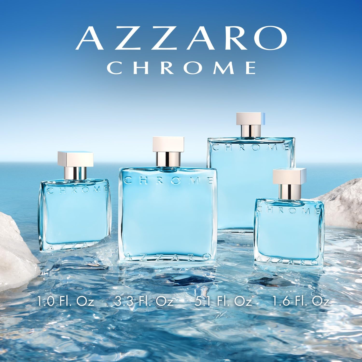 Azzaro Chrome Eau De Toilette - Fresh Aquatic Mens Cologne - Citrus, Woody, Musky Fragrance -Fresh tes of Bergamot - Everyday Wear - Classic Summer Beach Scent - Luxury Perfumes for Men