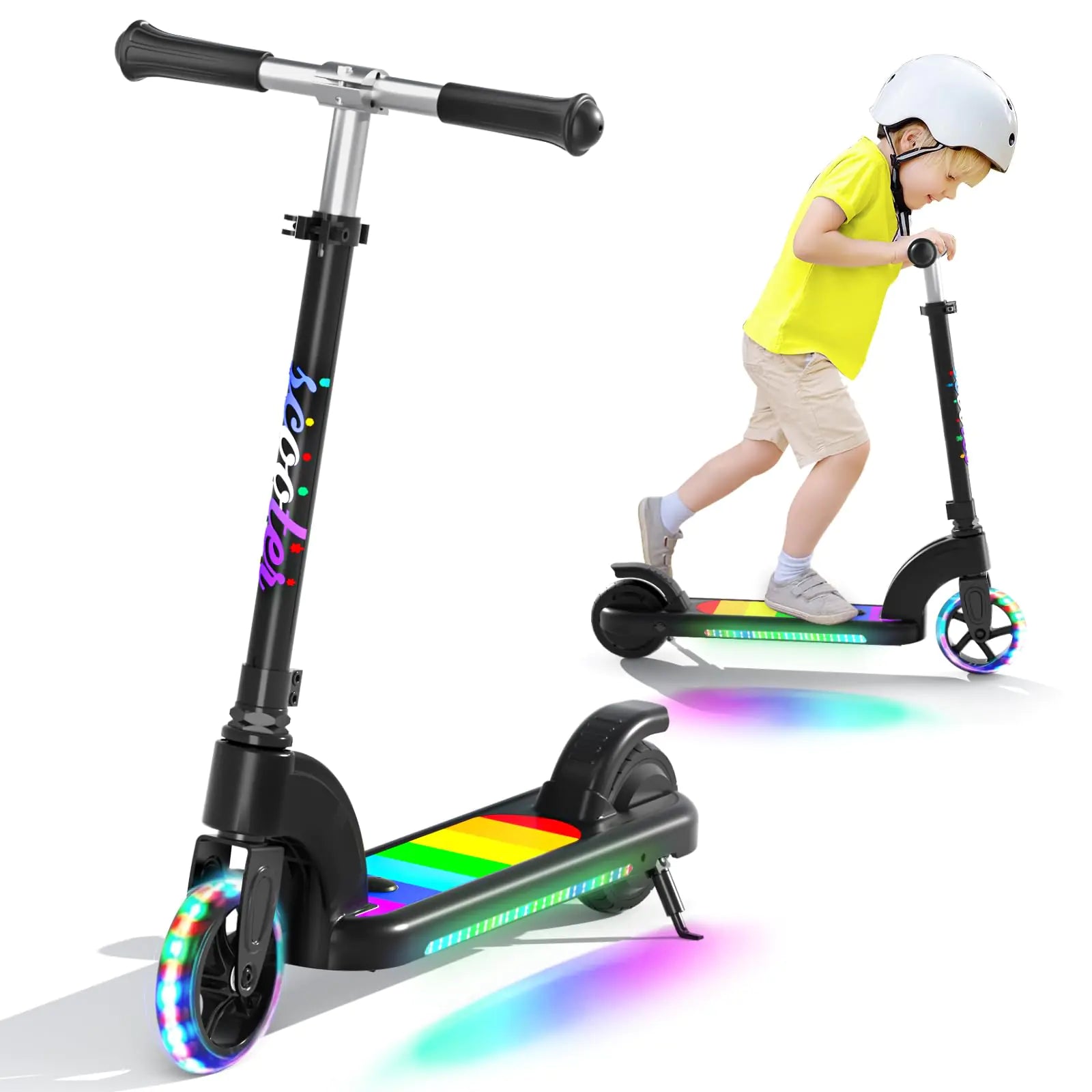 ANHAO Electric Scooter for Kids Ages 6-12 (Mainly 6-10) Kids Electric Scooter with Adjustable Height Flash Wheel Kick Scooter for Kids up to 110 lbs up to 6mph - Mohammad collection