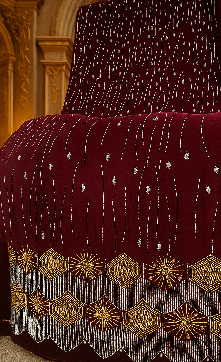 Royal Red Velvet – Gold Embroidered Elegance - Mohammad collection