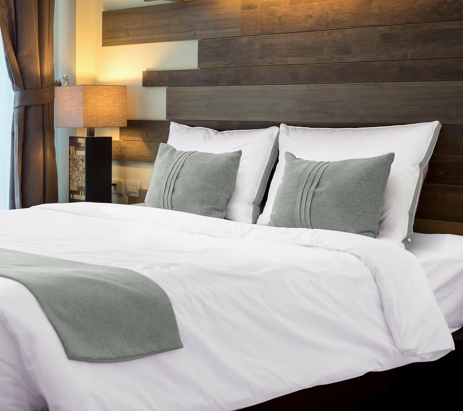 Bed Pillows for Sleeping Queen Size (Grey), Set of 2, Cooling Hotel Quality, Gusseted Pillow for Back, Stomach or Side Sleepers