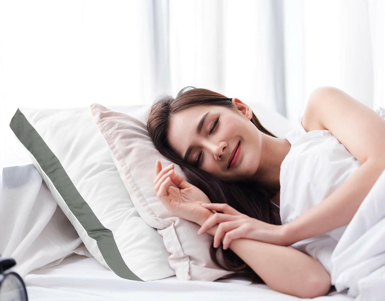 Bed Pillows for Sleeping Queen Size (Grey), Set of 2, Cooling Hotel Quality, Gusseted Pillow for Back, Stomach or Side Sleepers