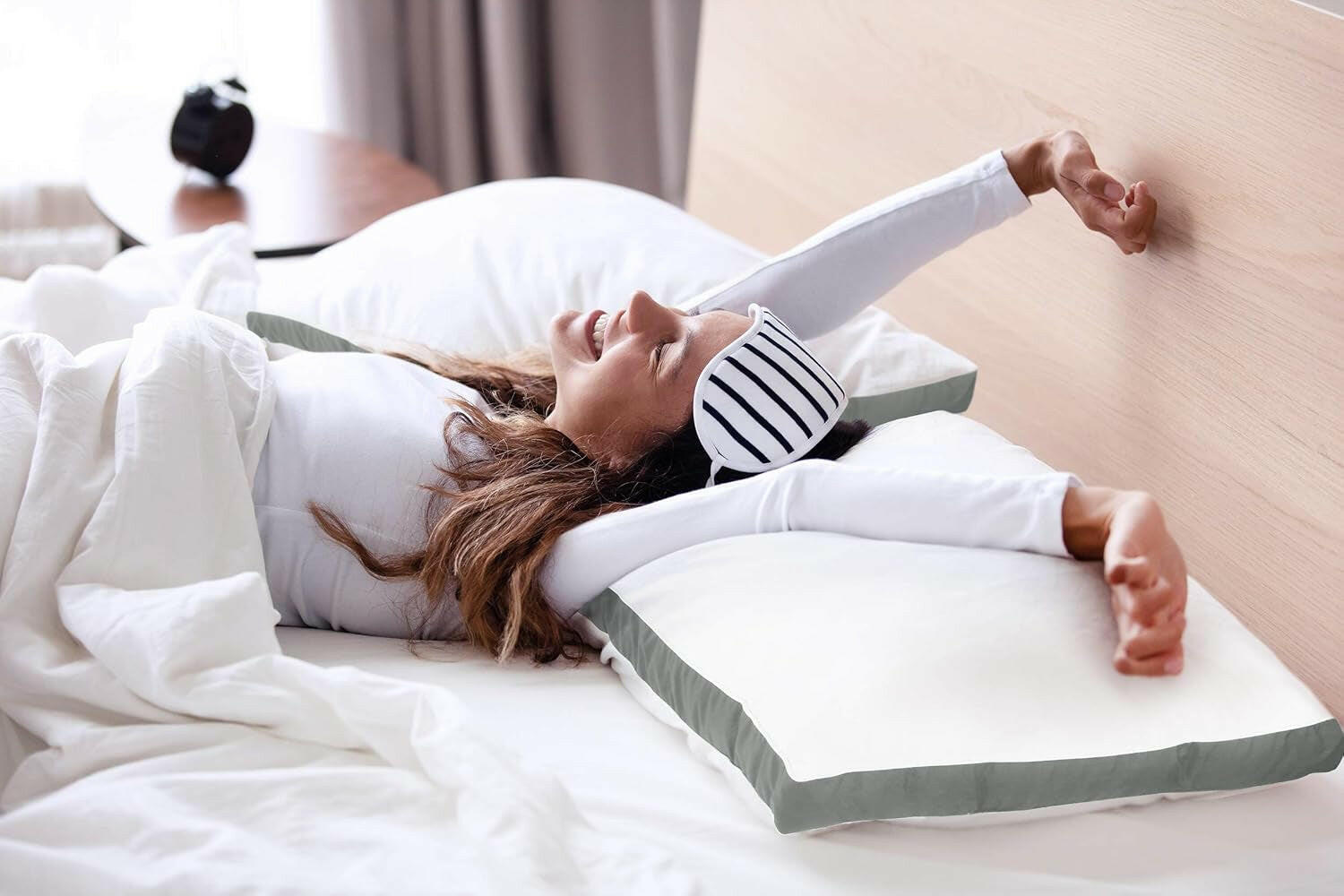 Bed Pillows for Sleeping Queen Size (Grey), Set of 2, Cooling Hotel Quality, Gusseted Pillow for Back, Stomach or Side Sleepers