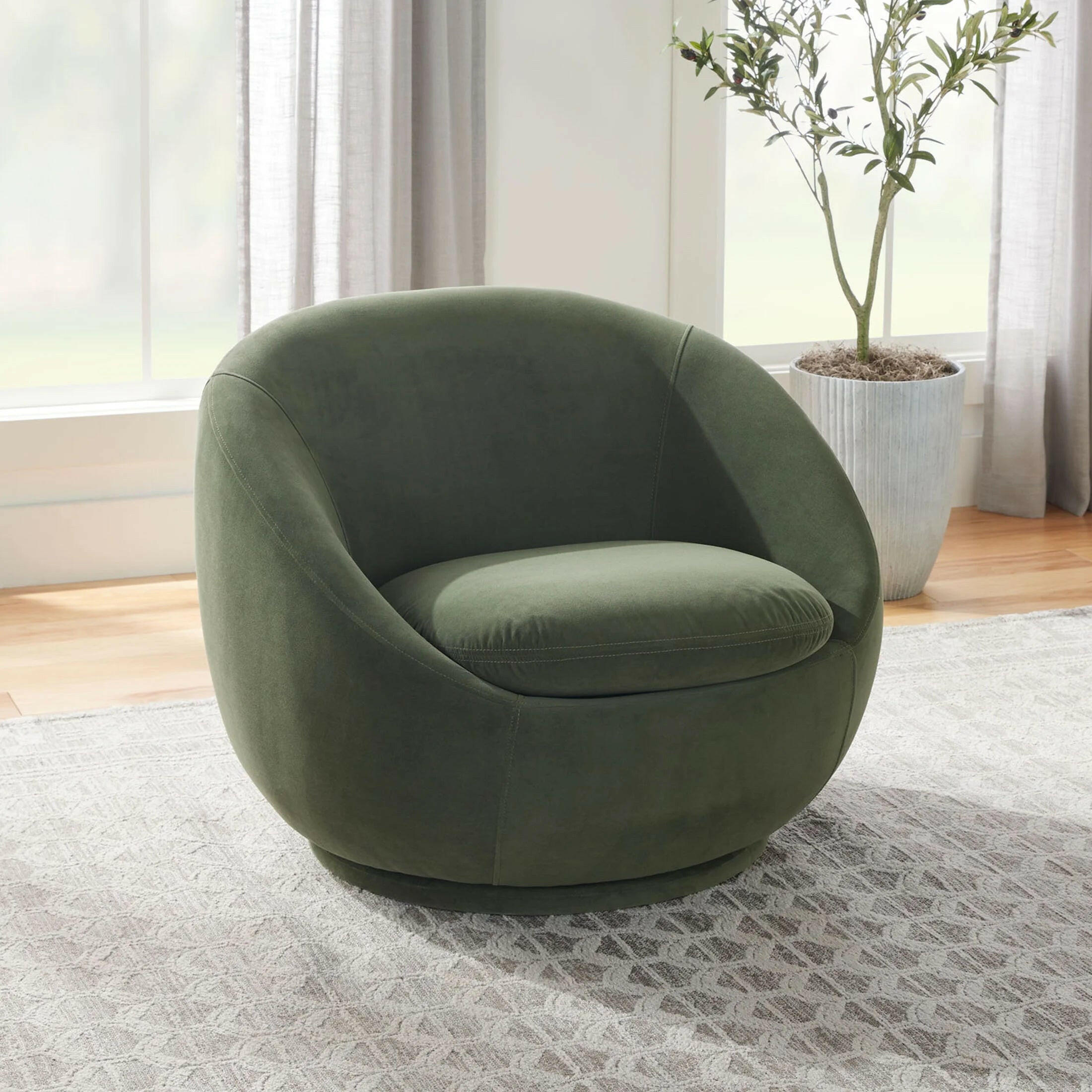 Mira Swivel Accent Chair, Cream