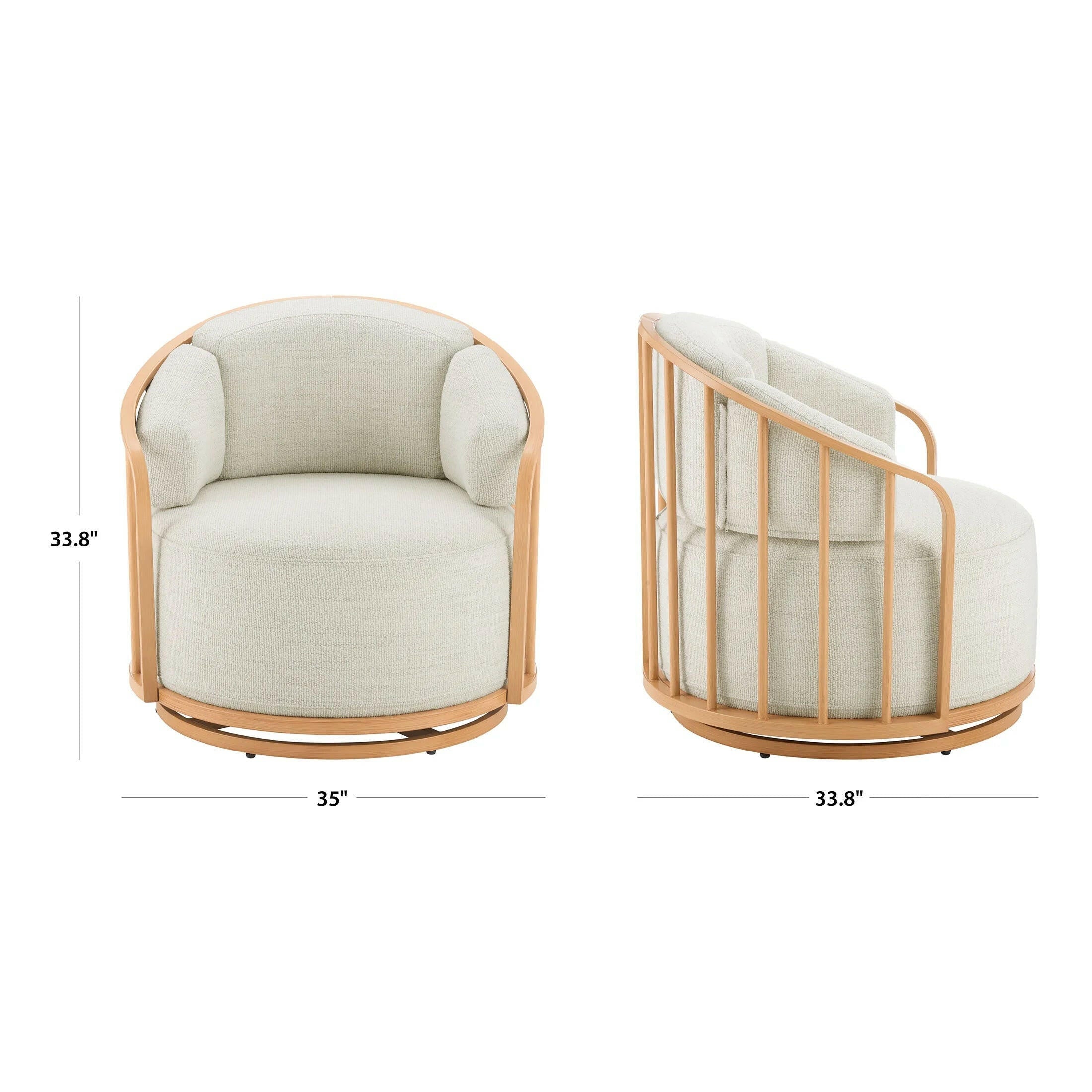 Lillian Swivel Birdcage Accent Chair, Cream Boucle