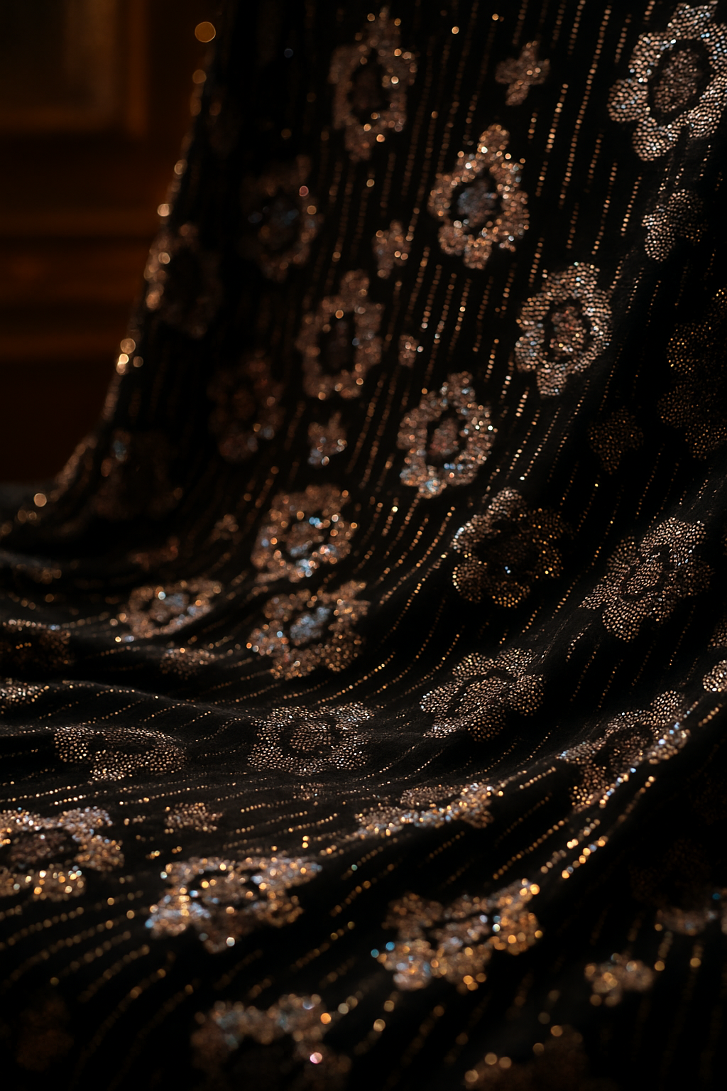 Luxury Velvet Stone Work Fabric 4 Royal Colors |Embellished with Rhinestones for Dresses & Occasions" - Mohammad collection