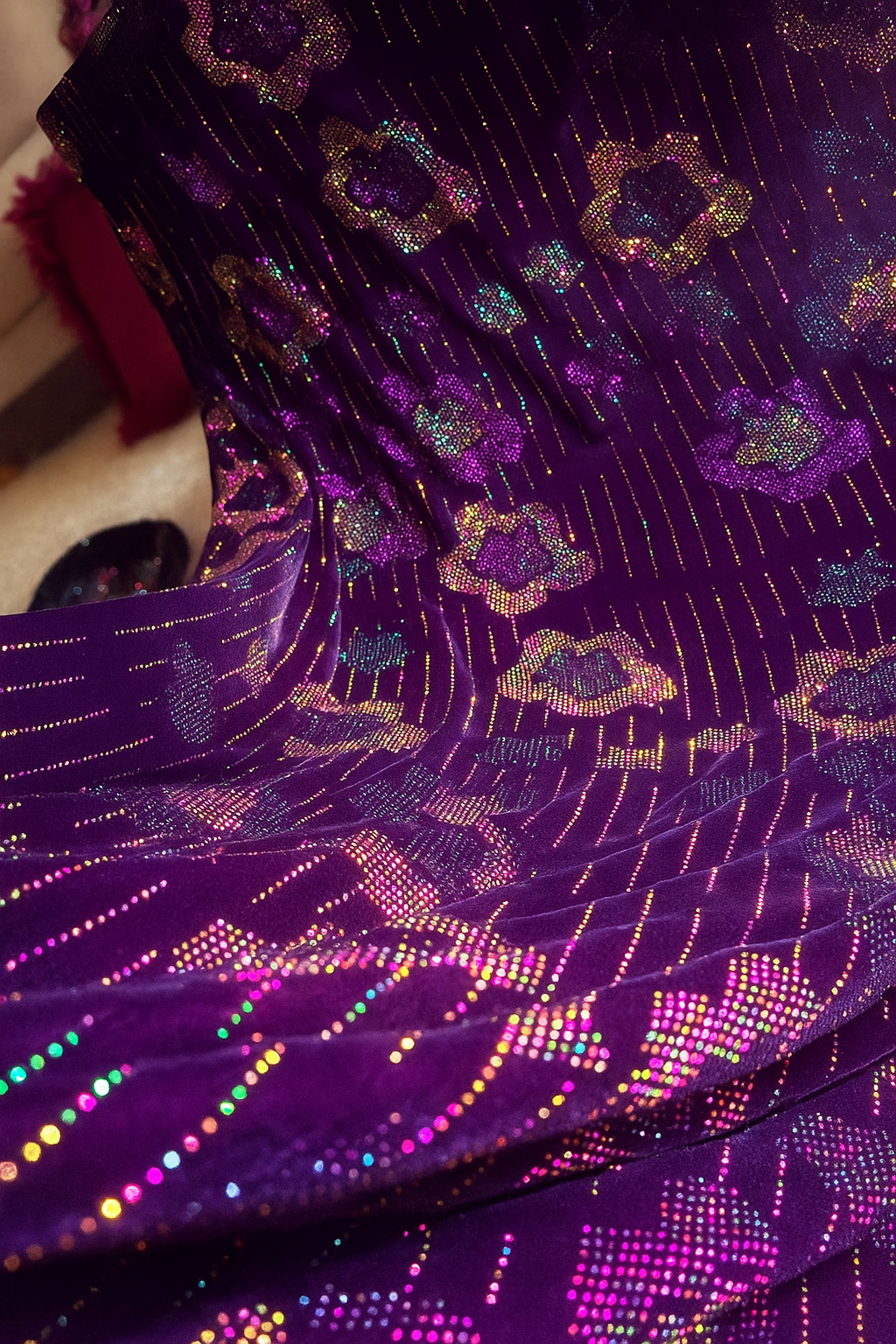Luxury Velvet Stone Work Fabric 4 Royal Colors |Embellished with Rhinestones for Dresses & Occasions" - Mohammad collection