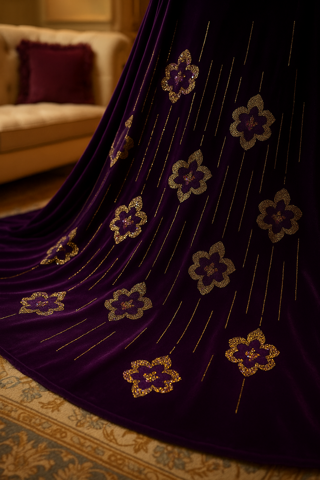 Luxury Velvet Stone Work Fabric 4 Royal Colors |Embellished with Rhinestones for Dresses & Occasions" - Mohammad collection