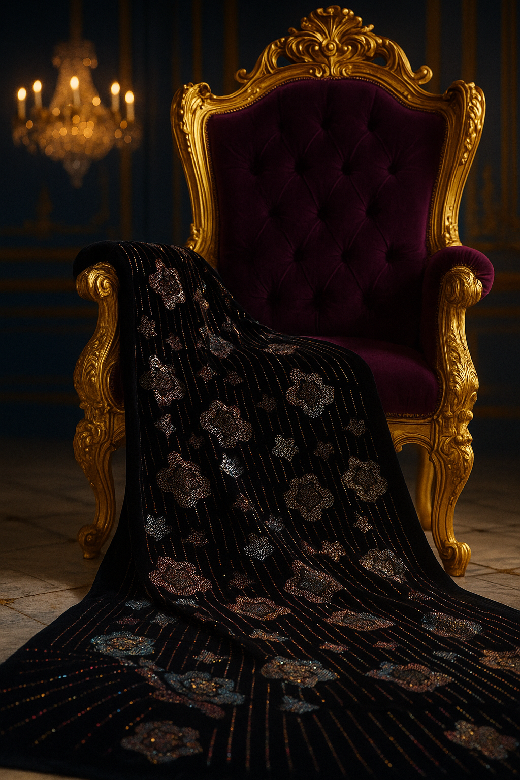 Luxury Velvet Stone Work Fabric 4 Royal Colors |Embellished with Rhinestones for Dresses & Occasions" - Mohammad collection