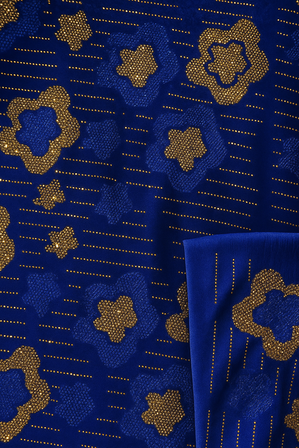 Luxury Velvet Stone Work Fabric 4 Royal Colors |Embellished with Rhinestones for Dresses & Occasions" - Mohammad collection