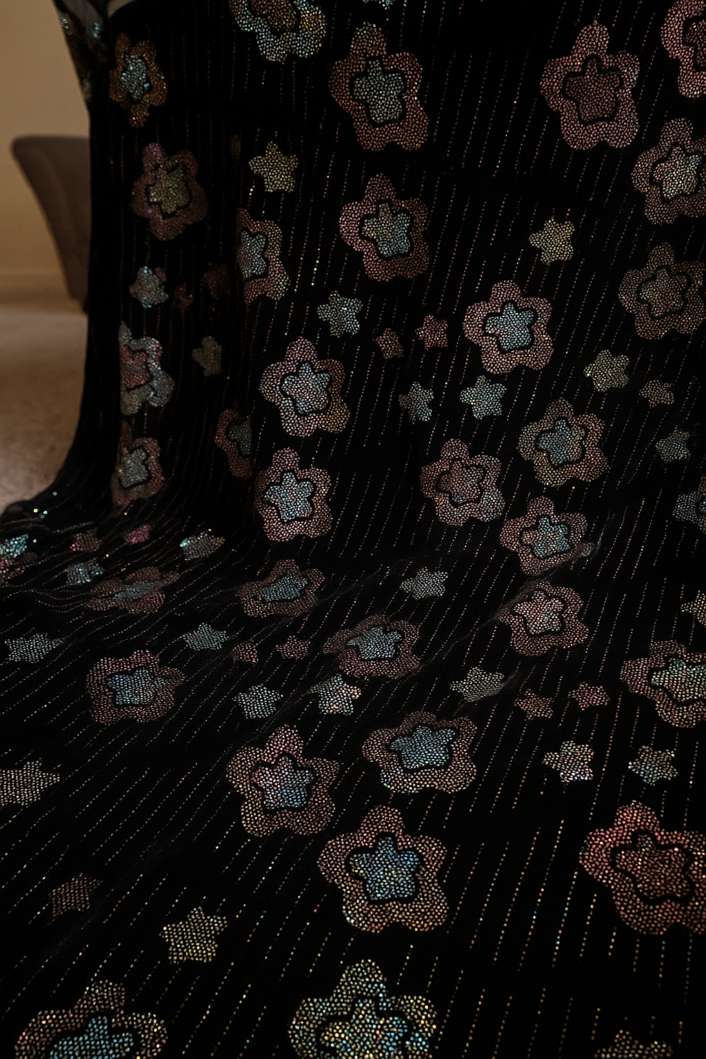 Luxury Velvet Stone Work Fabric 4 Royal Colors |Embellished with Rhinestones for Dresses & Occasions" - Mohammad collection