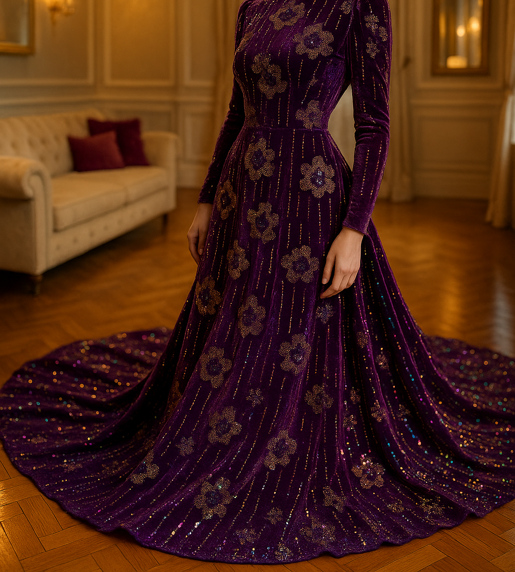 Luxury Velvet Stone Work Fabric 4 Royal Colors |Embellished with Rhinestones for Dresses & Occasions" - Mohammad collection