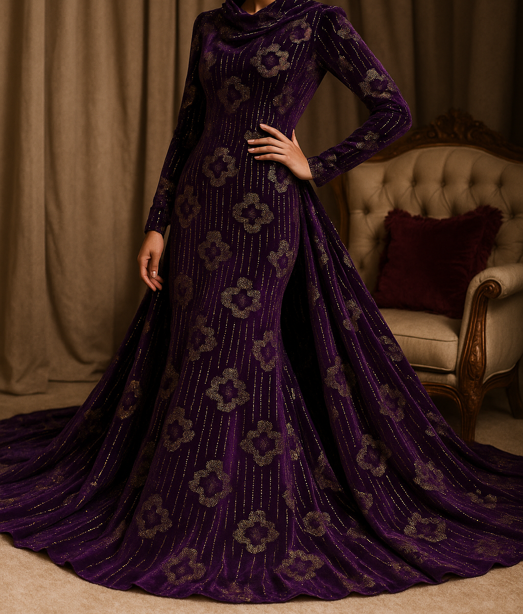 Luxury Velvet Stone Work Fabric 4 Royal Colors |Embellished with Rhinestones for Dresses & Occasions" - Mohammad collection