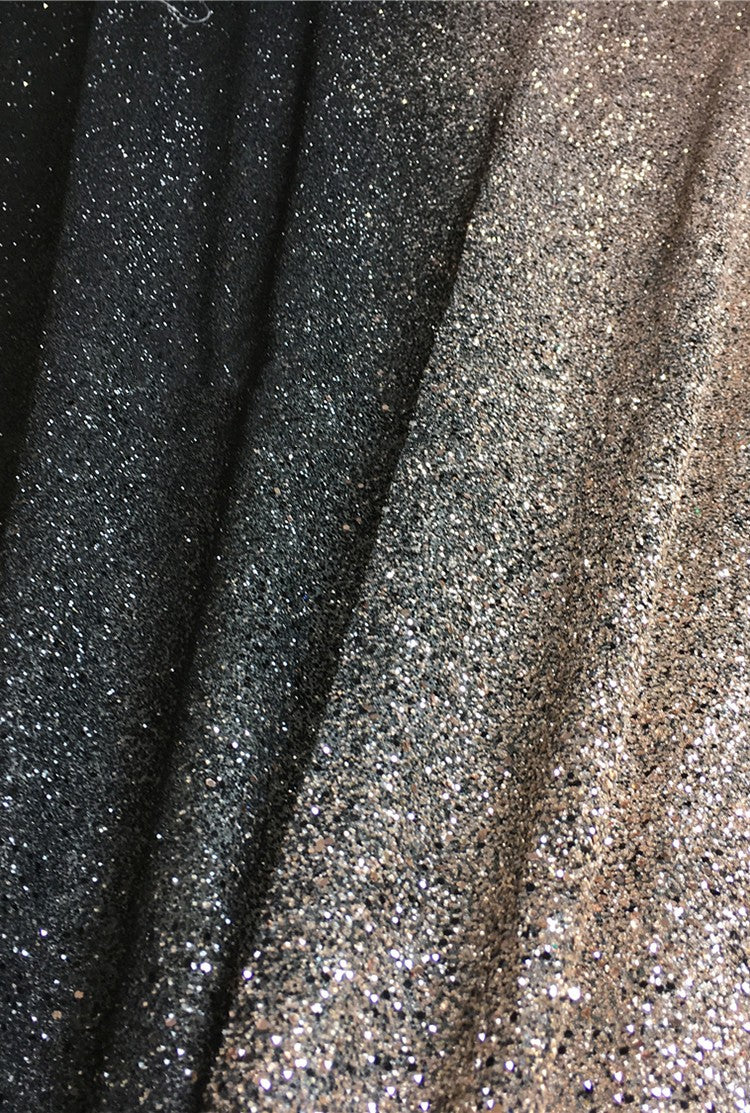 Bright And Full Version Of Black Gold Black Silver Hot Sequined Fabric