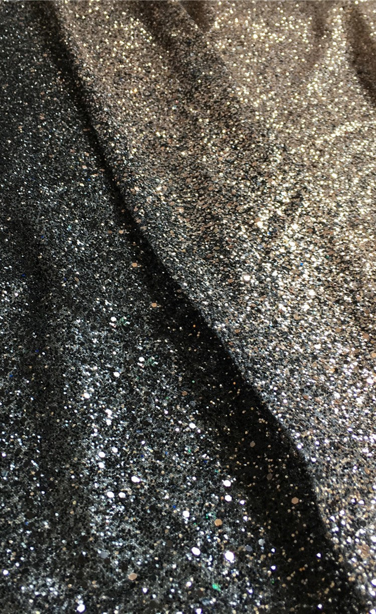 Bright And Full Version Of Black Gold Black Silver Hot Sequined Fabric